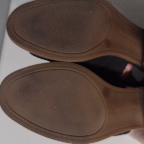 Lucky Brand Barimo Black Leather Cutout Chunk Stacked Heel Peeptoe Shoes size6.5 - Picture 9 of 13